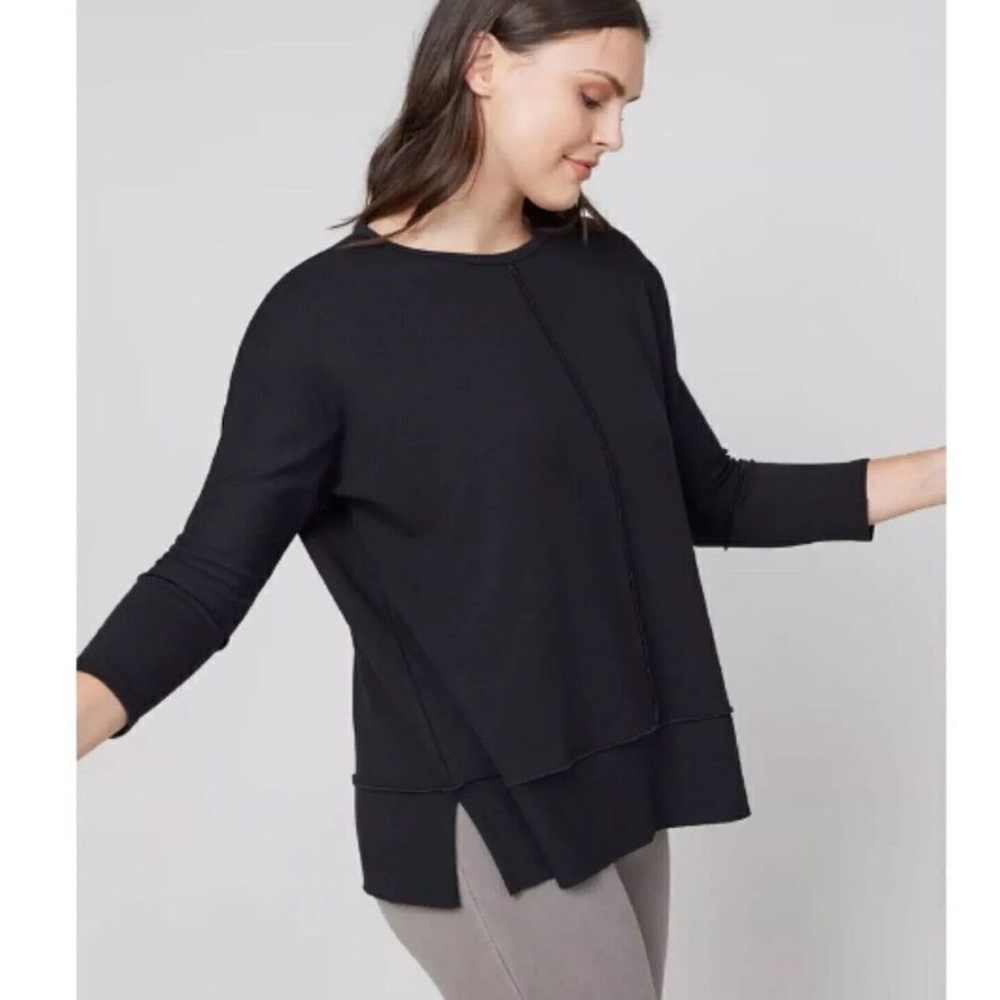SPANX Perfect Length Dolman 3/4 Sleeve Top Sweater in Very Black L Large